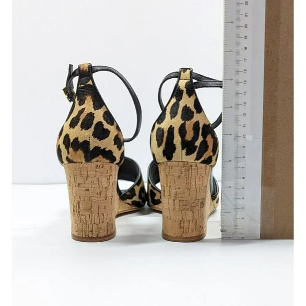 Kate Spade Women's Lonnie Leopard Calf Hair Wedge Sandals Size 9 M (MSRP $198) - Picture 8 of 11